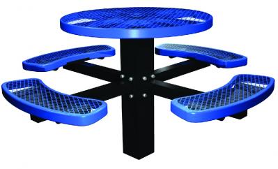 Single Post Mount Round Expanded Metal Picnic Table